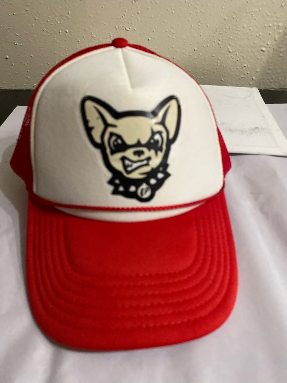 OTTO Red and White Trucker Hat with Dog Patch